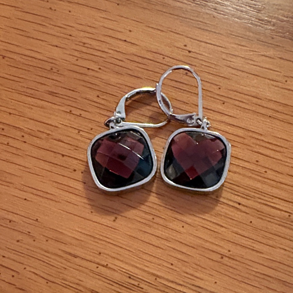 Elegant Silver and Purple Earrings